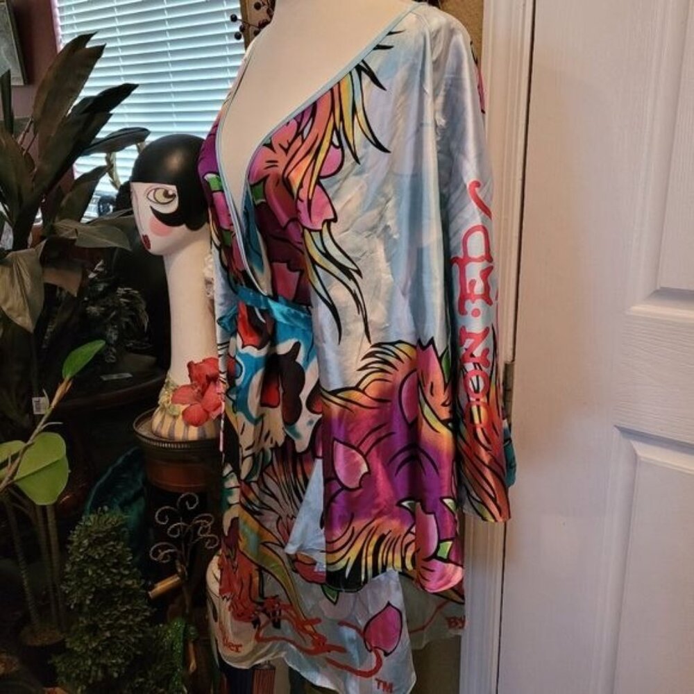 Women's Ed Hardy kimono style dress sexy rocker small rocker small - Picture 8 of 13